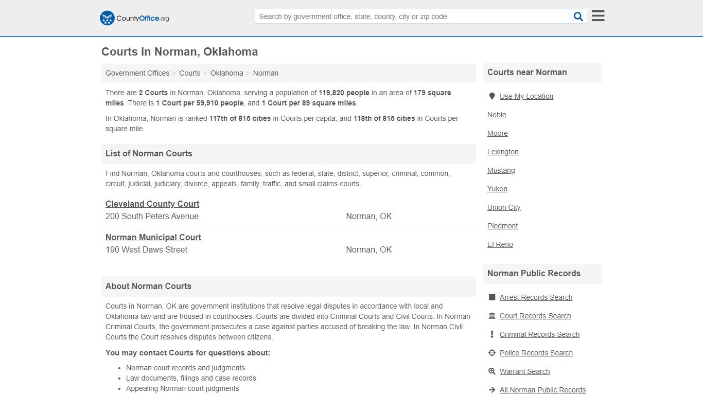 Courts - Norman, OK (Court Records & Calendars)