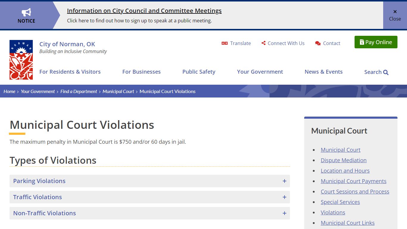 Municipal Court Violations | City of Norman, OK